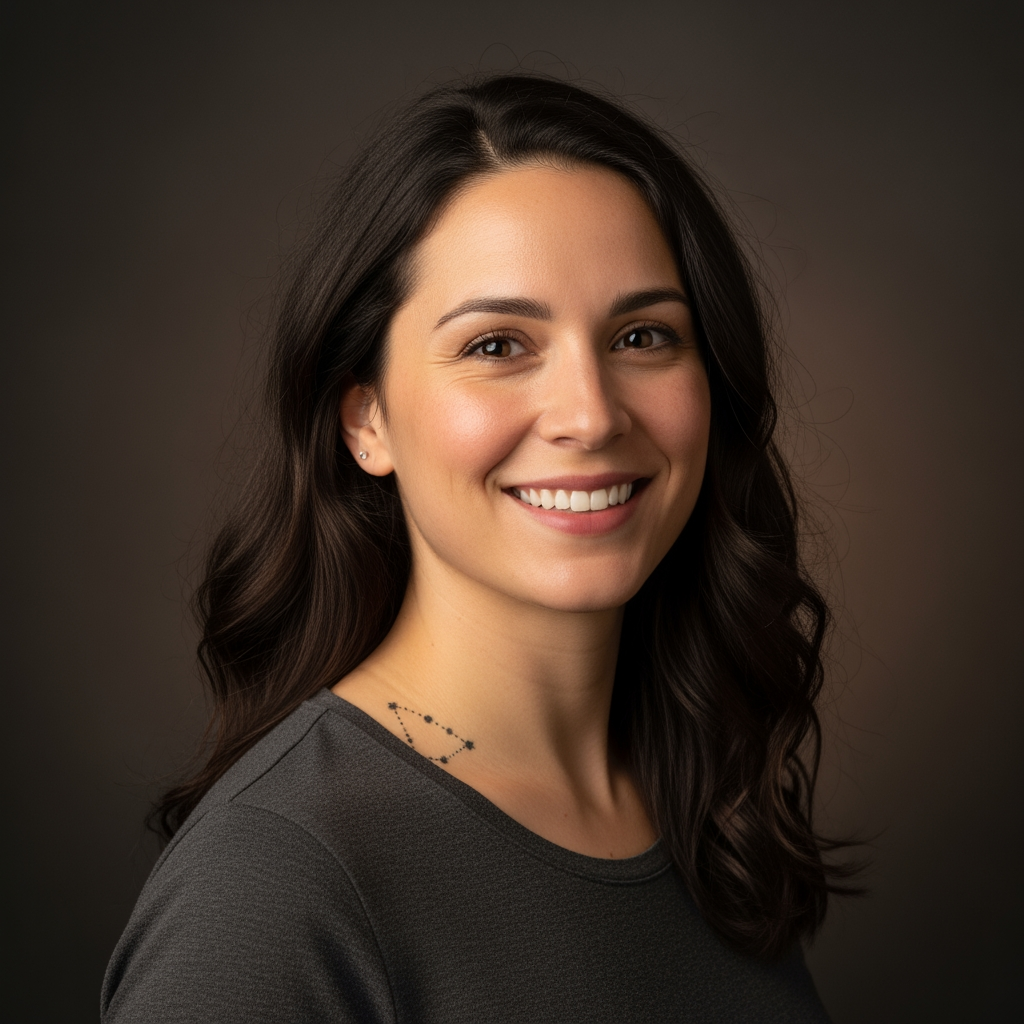 Doğal gülümseme ile genç kadın müşteri portresi