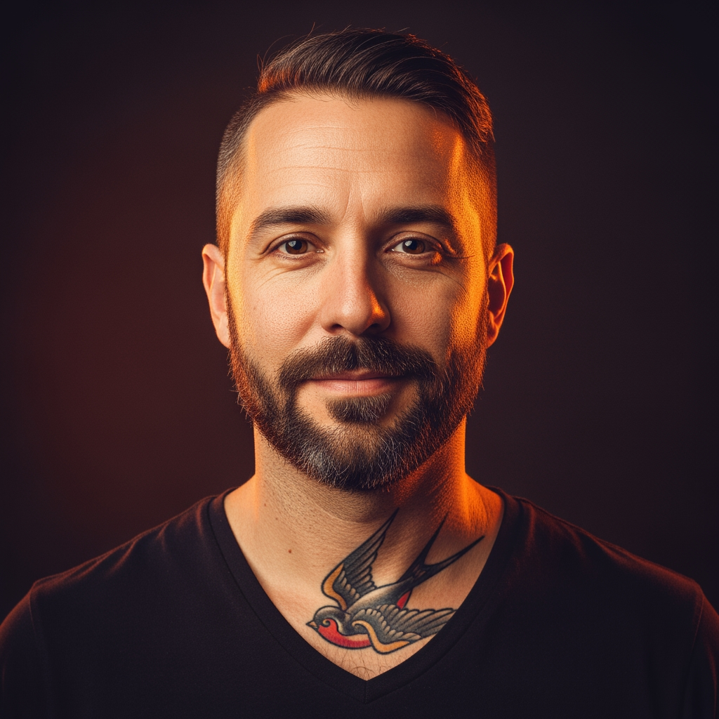 Güven veren sakallı erkek müşteri yüz portresi